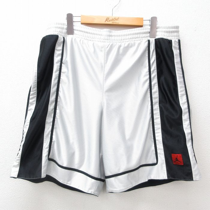 W32/古着 ナイキ NIKE ショート トレーニング パンツ ショーツ メンズ 00s マイケルジョーダン エアジョーダン リバーシブル 白他 ホワイト