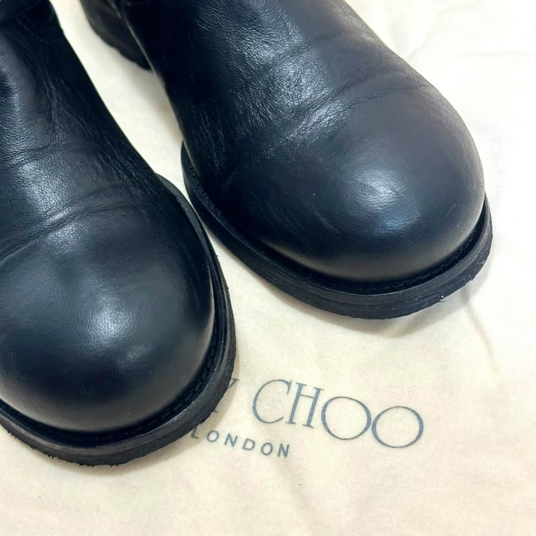 ジミーチュウ バイカーブーツ 36|23CM ゴールドプレート レザー