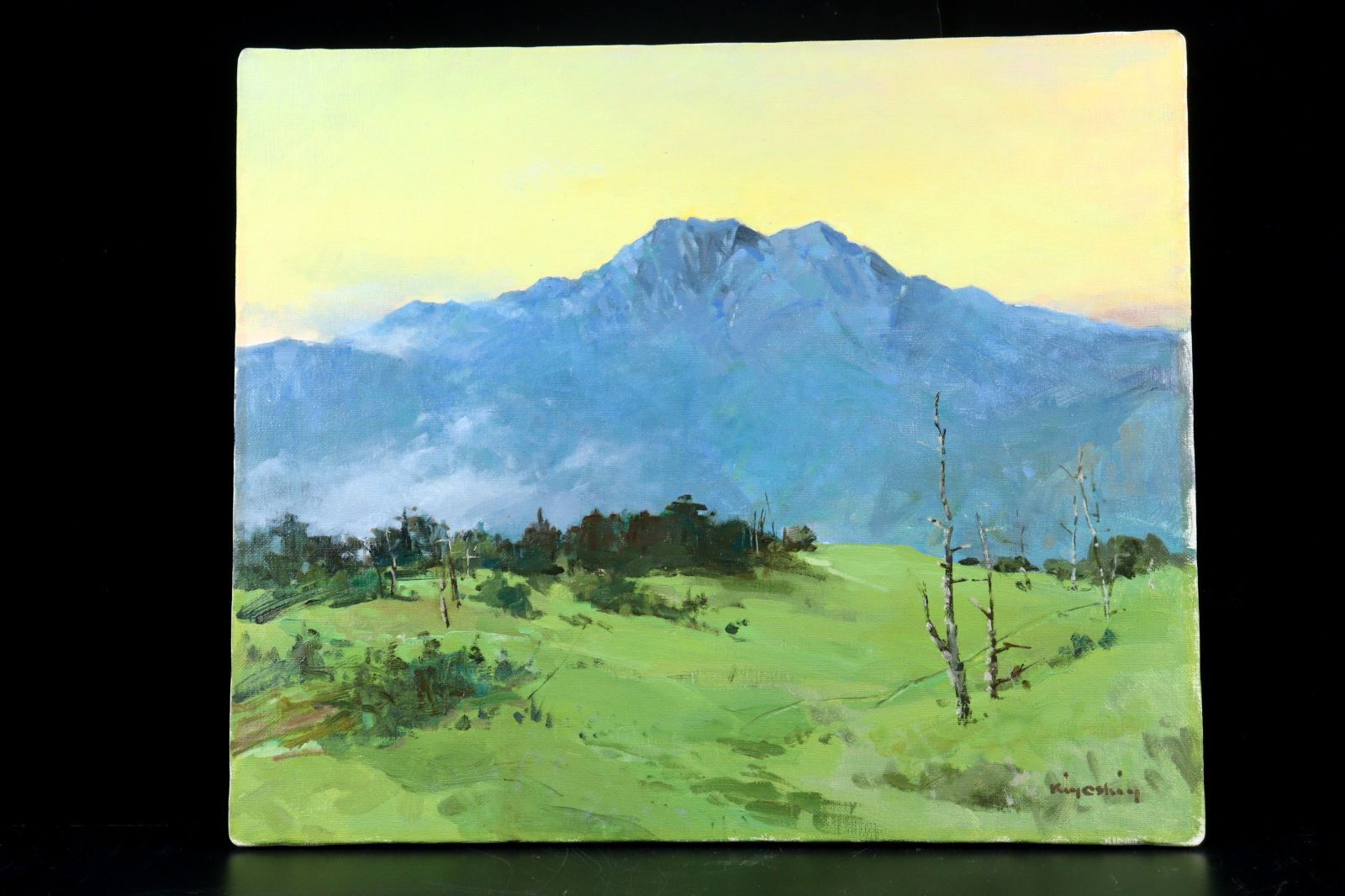 吉村清 「夏石鎚(瓶ガ森から)」 肉筆油彩8号 一枚の繪 山風景画 タトウ