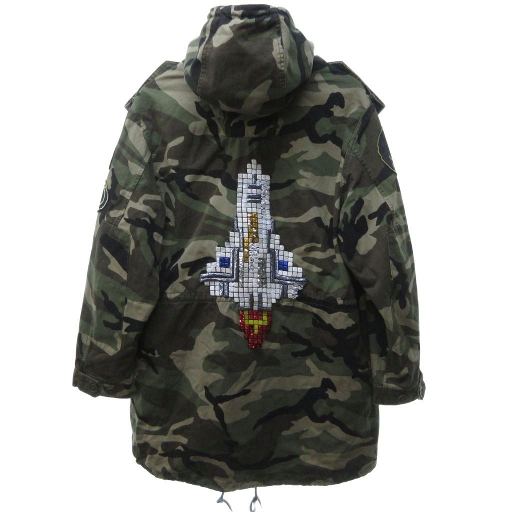 サンローラン パリ SAINT LAURENT PARIS 16SS ミリタリーコート フライトジャケット スパンコール 迷彩 カモフラ カーキ 50 約L 1024