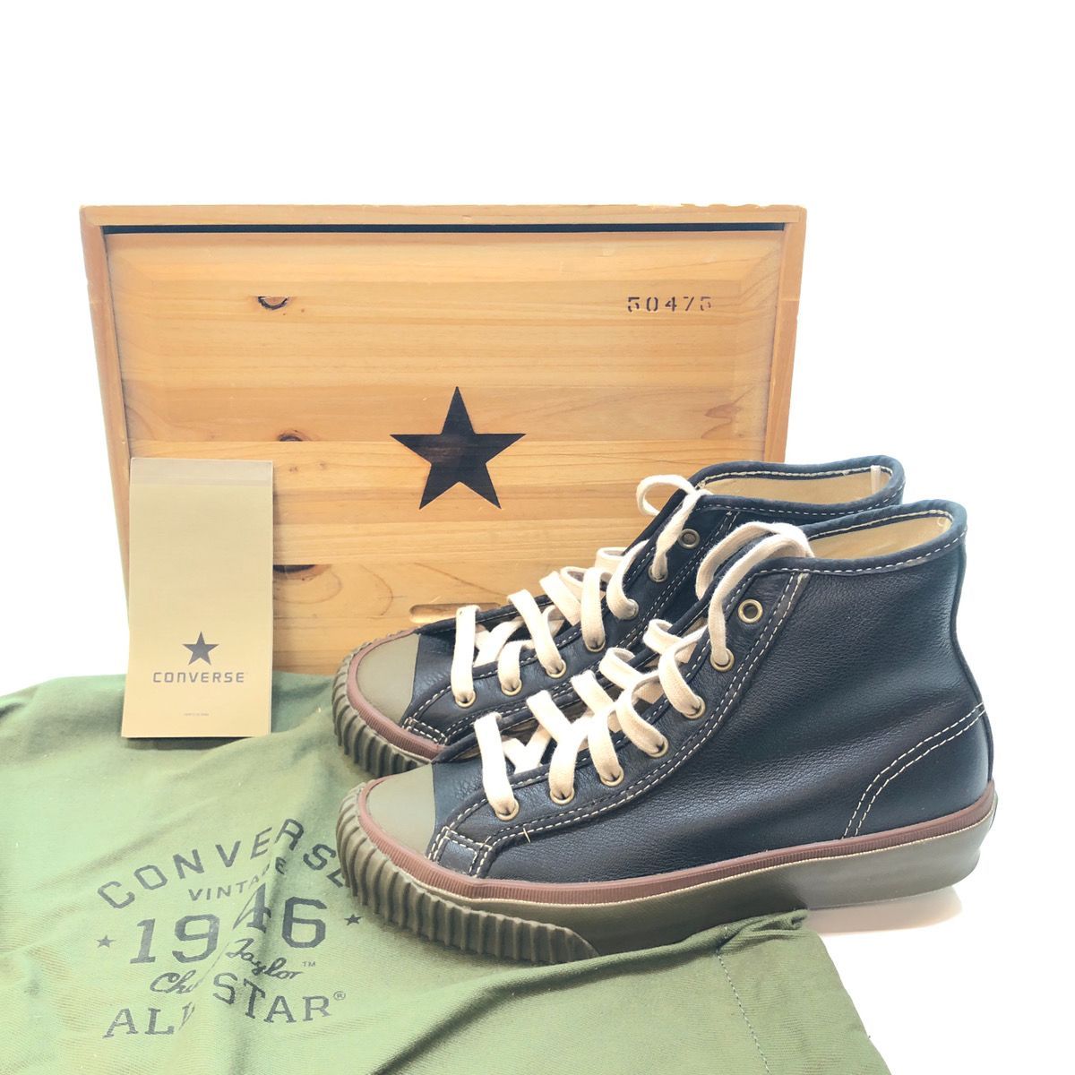 CONVERSE コンバース CHUCKTAYLOR チャックテイラー 1946年 200足限定 復刻 ハイカット スニーカー VINTAGE HI  ヴィンテージハイ 木箱 レディース BLACK ブラック KHAKI カーキ 22.5cm 1Q272 - メルカリ