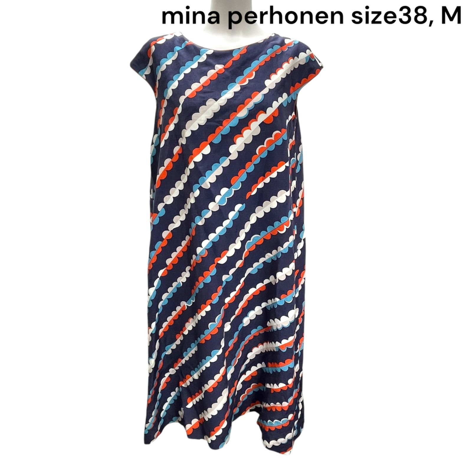 美品 ミナペルホネン mina perhonen リネン、シルク ロング ワンピース
