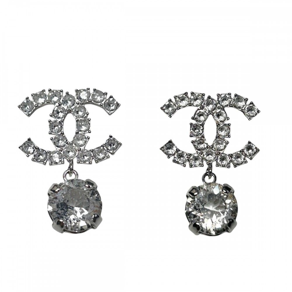 シャネル ピアス レディース ココマーク アクセサリー スイング ココ CHANEL ラインストーン B19V シルバー 約4.9g 2019年