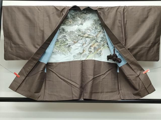 平和屋着物○男性 お召 アンサンブル 吉祥文 正絹 逸品 CAAS8507vf