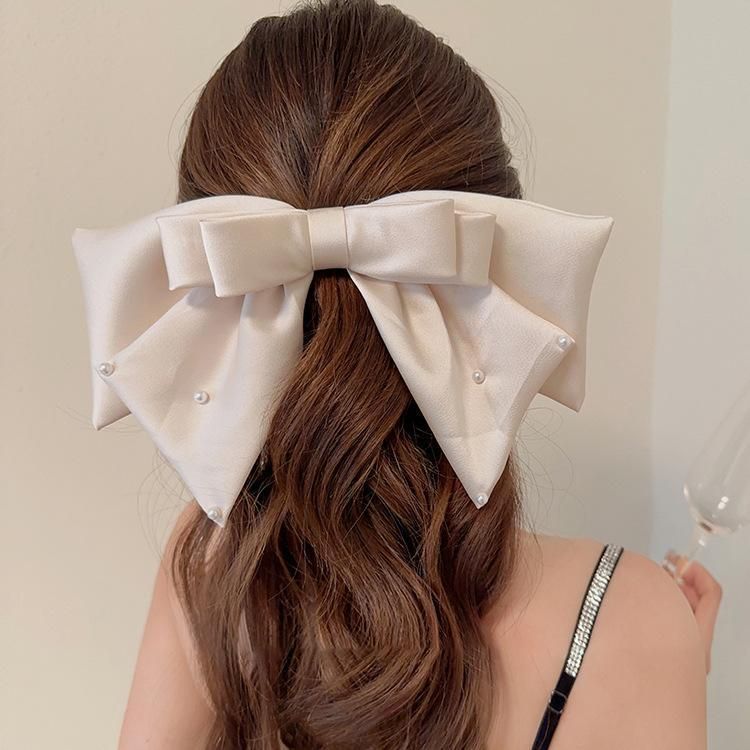 ブラック リボン 目まぐるしい パール フラワー ヘアバレッタ 1点 量産 