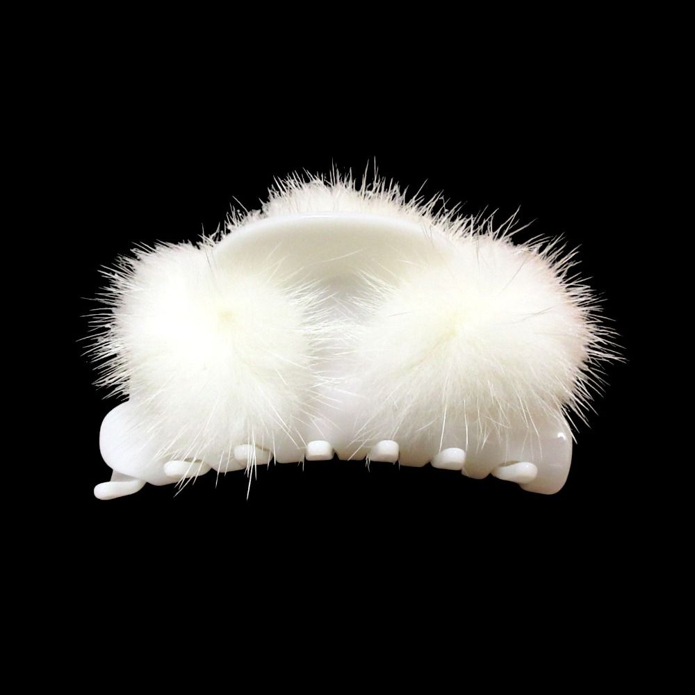 ALEXANDRE DE PARIS アレクサンドルドゥパリ ミンクファー付き ヘアクリップ ヘア ホワイト レディース 古着