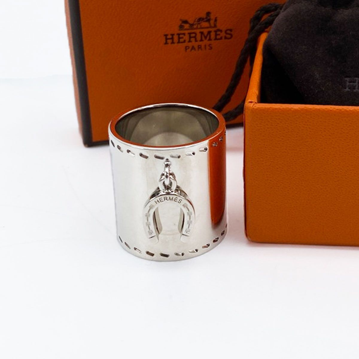 HERMES メタル ホースシュー スカーフリング シルバー 9345 HERMES エルメス メタル ホースシュー スカーフリング シルバー