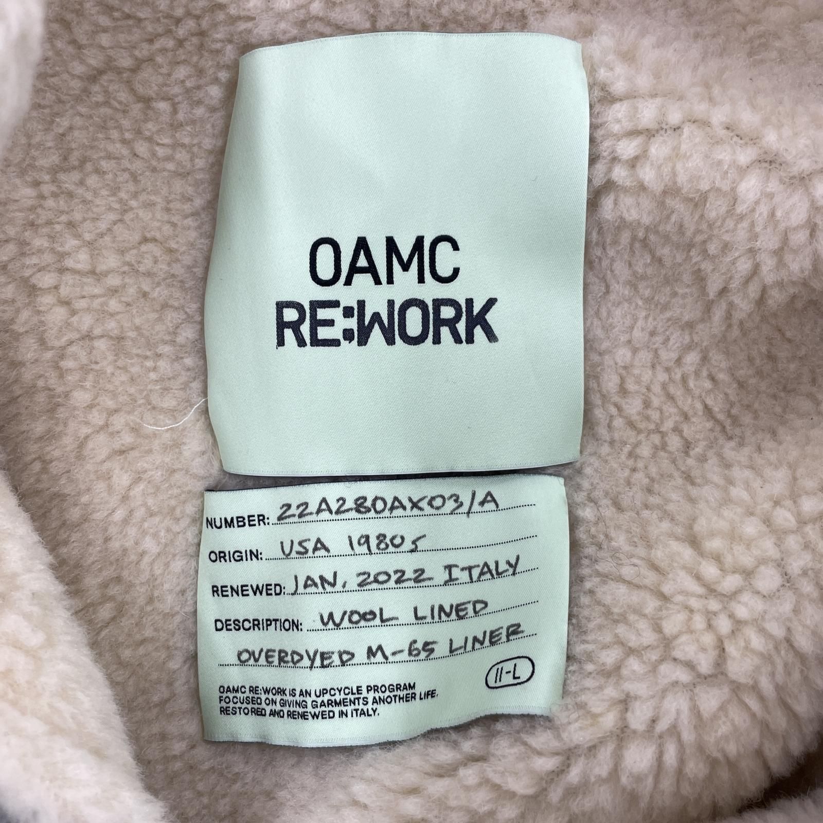 OAMC　RE:WORK OVERDYED M-65 LINER