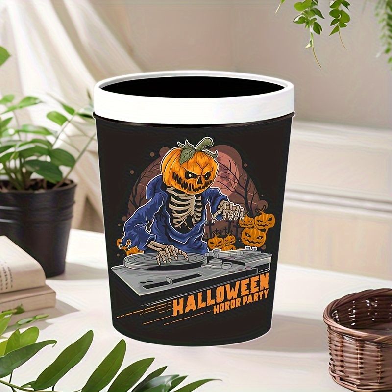3個セット ハロウィン パンプキン ゴミ箱 - スケルトン＆コウモリのスプーキーなジャック・オー・ランタンデザイン リビングルーム キッチン ベッドルーム バスルーム オフィス用の黒と白のプラスチック製ゴミ箱 人気・おすすめ｜多用途・生活用品におすすめ キャンペーン中 即納 即日発送サービス