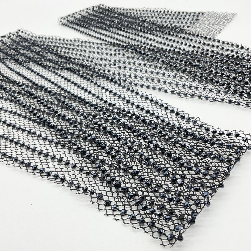 【未使用品】DRIES VAN NOTEN メッシュビーズラインスカーフ 未使用 DRIES VAN NOTEN ドリスヴァンノッテン F ブラック メッシュ