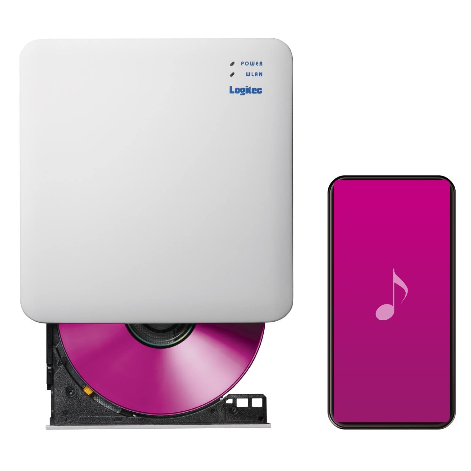 ロジテック スマホでCD スマホ 取り込み Wi-Fiモデル パソコン不要 ラクラク転送 ワイヤレス Wi-Fi接続 レコーダー プレーヤー iphone Android タブレット メーカー LDR-LSM2WWURDWH
