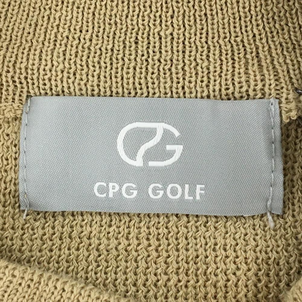 秋の新作が早くも激安！ CPG 半袖ニットワンピース ベージュ×黒 肩ボタン 立体ロゴ レディース 3 L ゴルフウェア モデル CPG