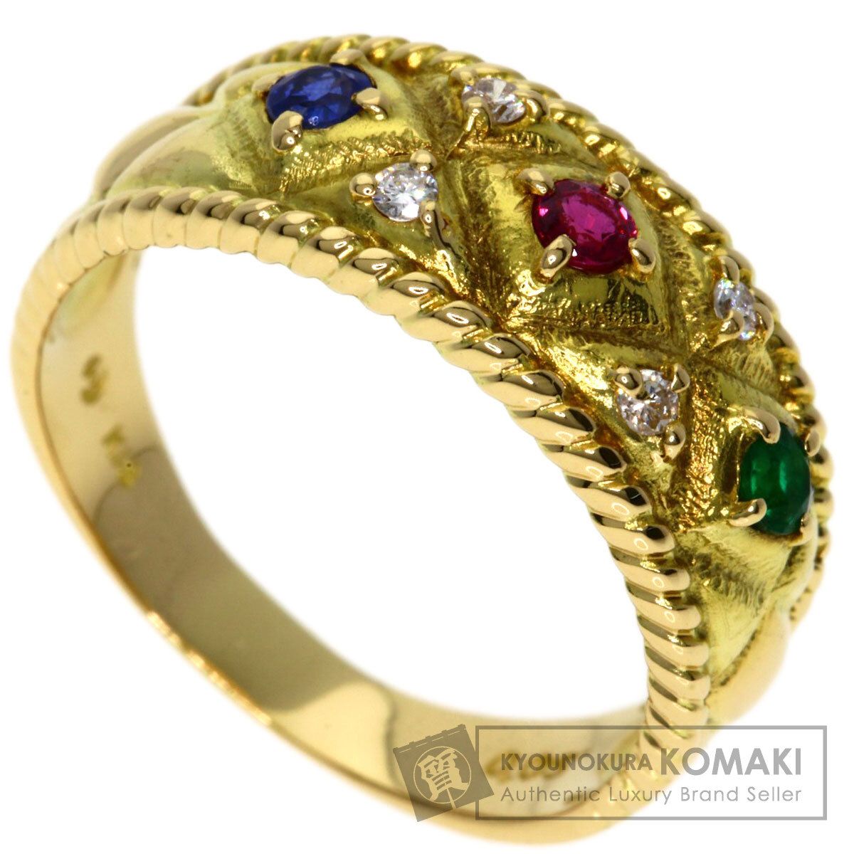TASAKI タサキ マルチストーン ダイヤモンド リング 指輪 K18YG レディース