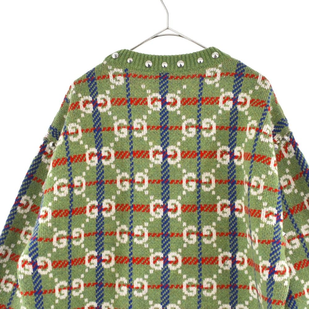 GUCCI (グッチ) 713571 XKCOZ GG総柄 ネックスタッズ ニット GUCCI (グッチ) 713571 XKCOZ GG総柄 ネックスタッズ ニット