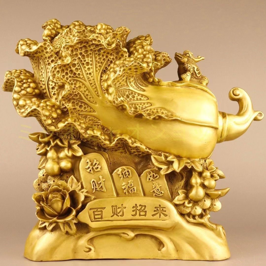 白菜 はくさい 置物 オブジェ 金 ゴールド 黄金 伝統 工芸品 富飾り 銅製 幸運 長寿 縁起物 魔除け 厄除 開運 幸運 財運 金運 安産祈願 無病息災 子宝 健康運 リビング