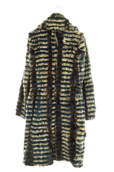 バーバリー BURBERRY ESTABLISHED ラビットファー コート 毛皮 ロング ダブル 36 ベージュ 青 MY