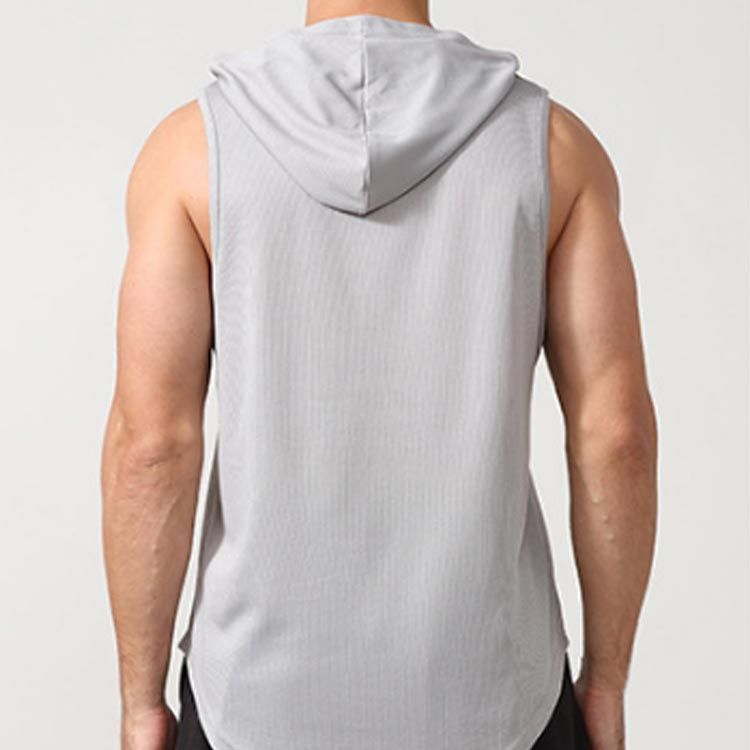 Numbernine フード付きタンクトップ グレー ノースリーブ パーカー タンクトップ メンズ フード付き トレーニング
