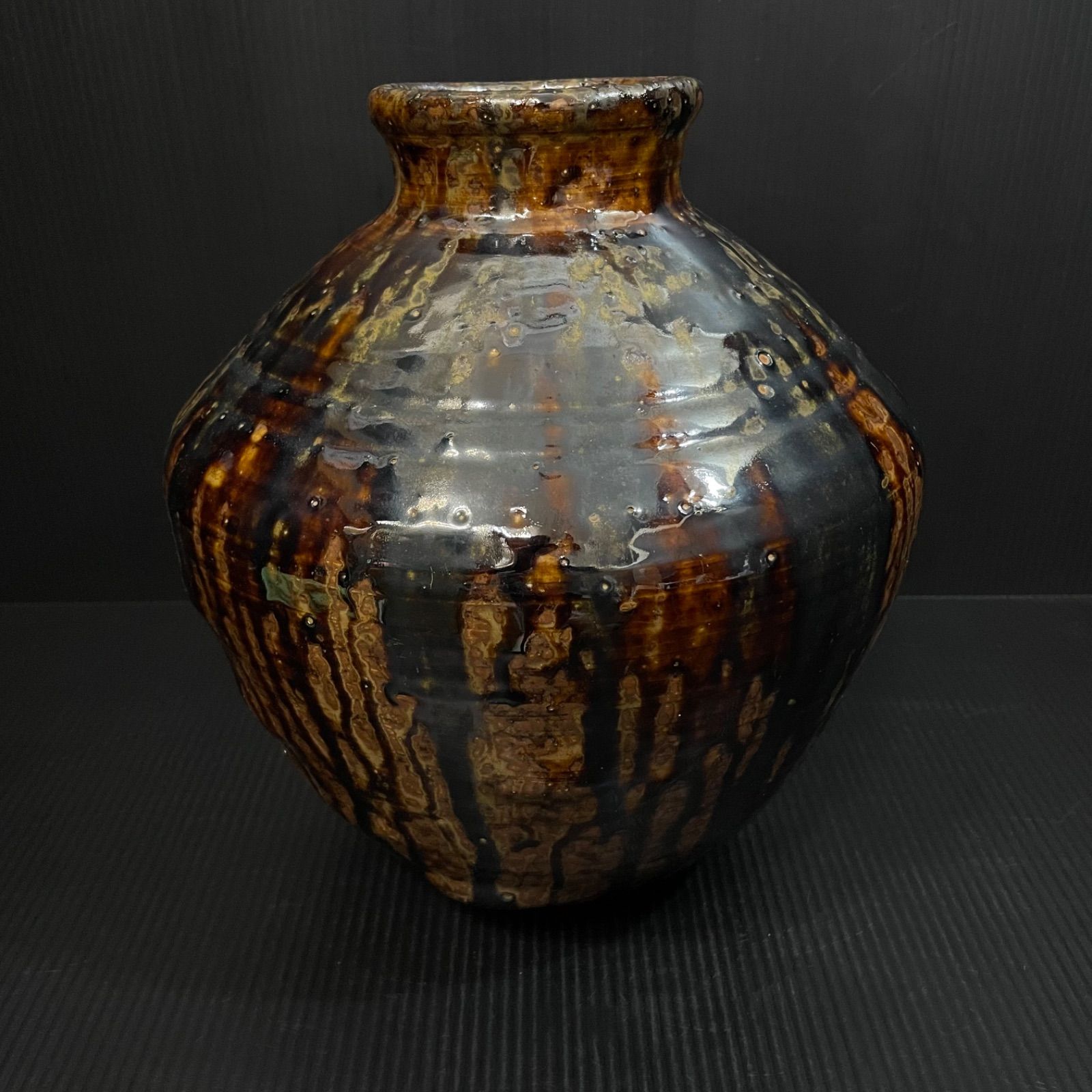 茶褐色釉薬 大壺 花器 高さ26cm 陶芸作品 - メルカリ