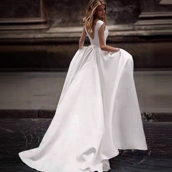 サテン ウエディングドレス 法式 超仙 森系 旅拍 晚礼服 出门纱-10.14