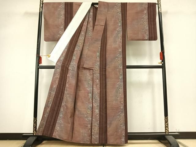 単衣 花唐草間道