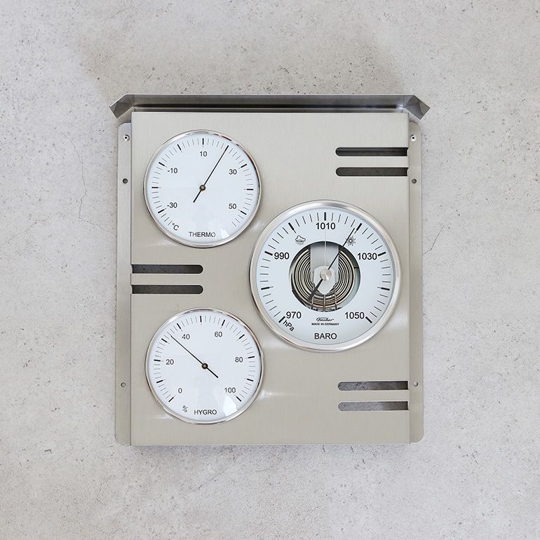Fischer フィッシャー Weather Staition Square” ウェザー ステーション 気圧計 温度計 湿度計 気象計測器 壁掛け アナログ式 インテリア おしゃれ
