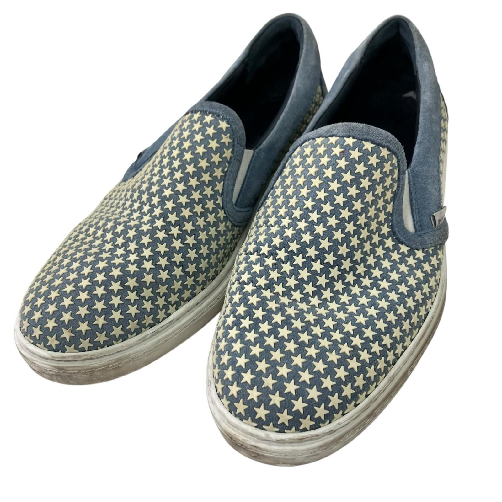186000 現状品 JIMMY CHOO ジミーチュウ JIMMY CHOO スリッポン 25.5cm ブルー メンズ
