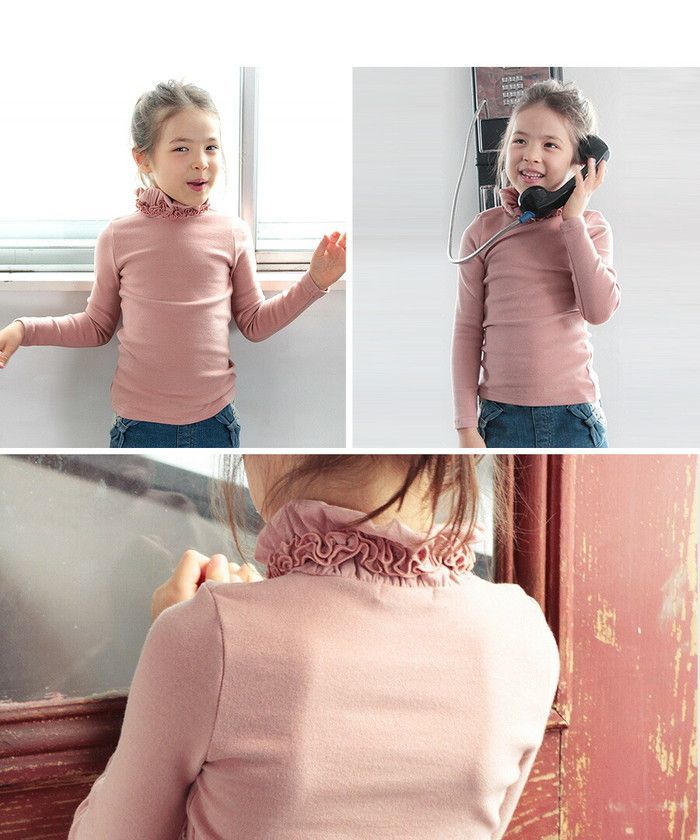 ☆ ブラック ☆ 120cm ☆ リリナくしゅくしゅtシャツ 女の子 キッズ 長袖 Tシャツ ロンT 10002437 長袖Tシャツ カットソー ハイネック くしゅくしゅ タートルネック 無地 おしゃれ かわいい オシャレ 可愛い こども 女子 小学生