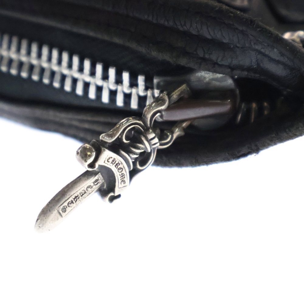 クロムハーツ FLAT MED PLANE ストラップ付レザークラッチバッグ  