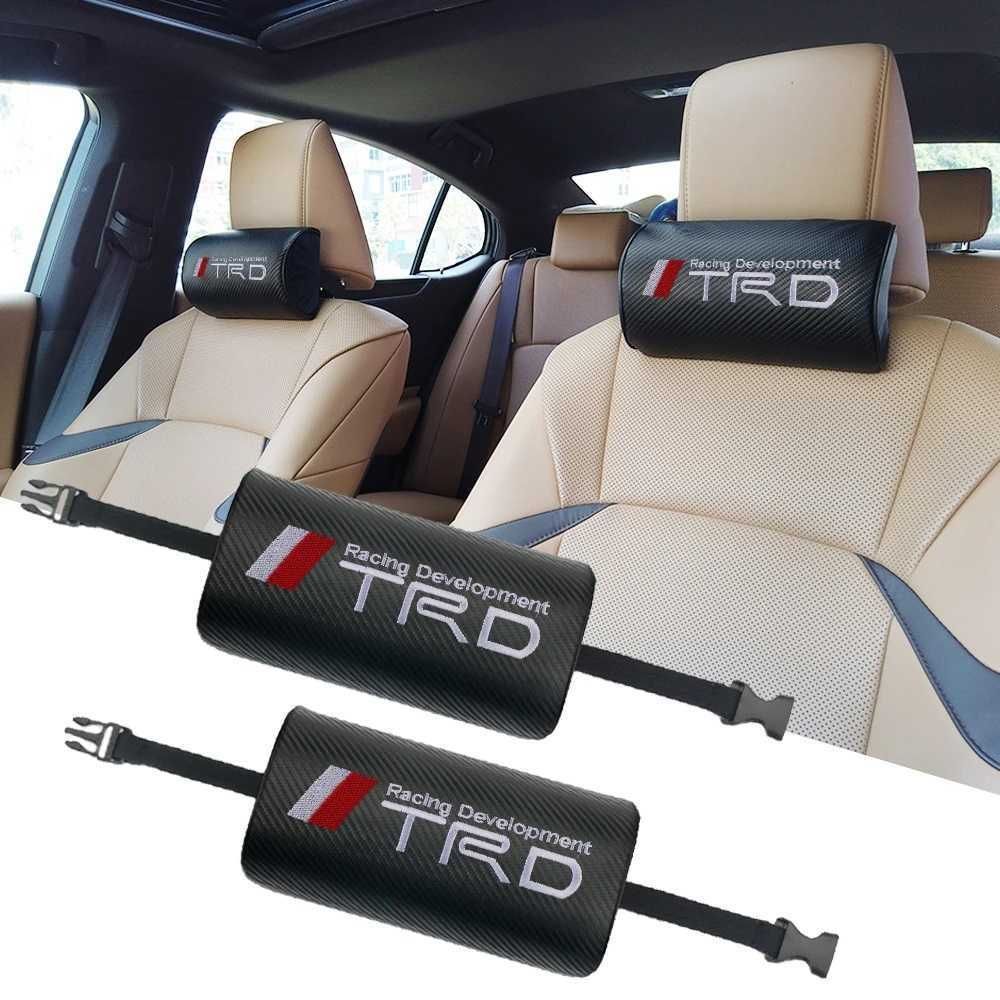 新品！2個セット トヨタ Toyota TRD 刺繍 カーボン ネックパッド ヘッドレスト クッション カローラ.C-HR プリウスα  ヴェルファイア アルファード