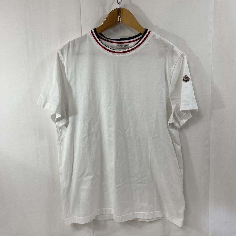 MONCLER モンクレール Tシャツ 半袖 トリコロールカラー / ワンポイントロゴパッチ / D10918028300 / WHT / L
