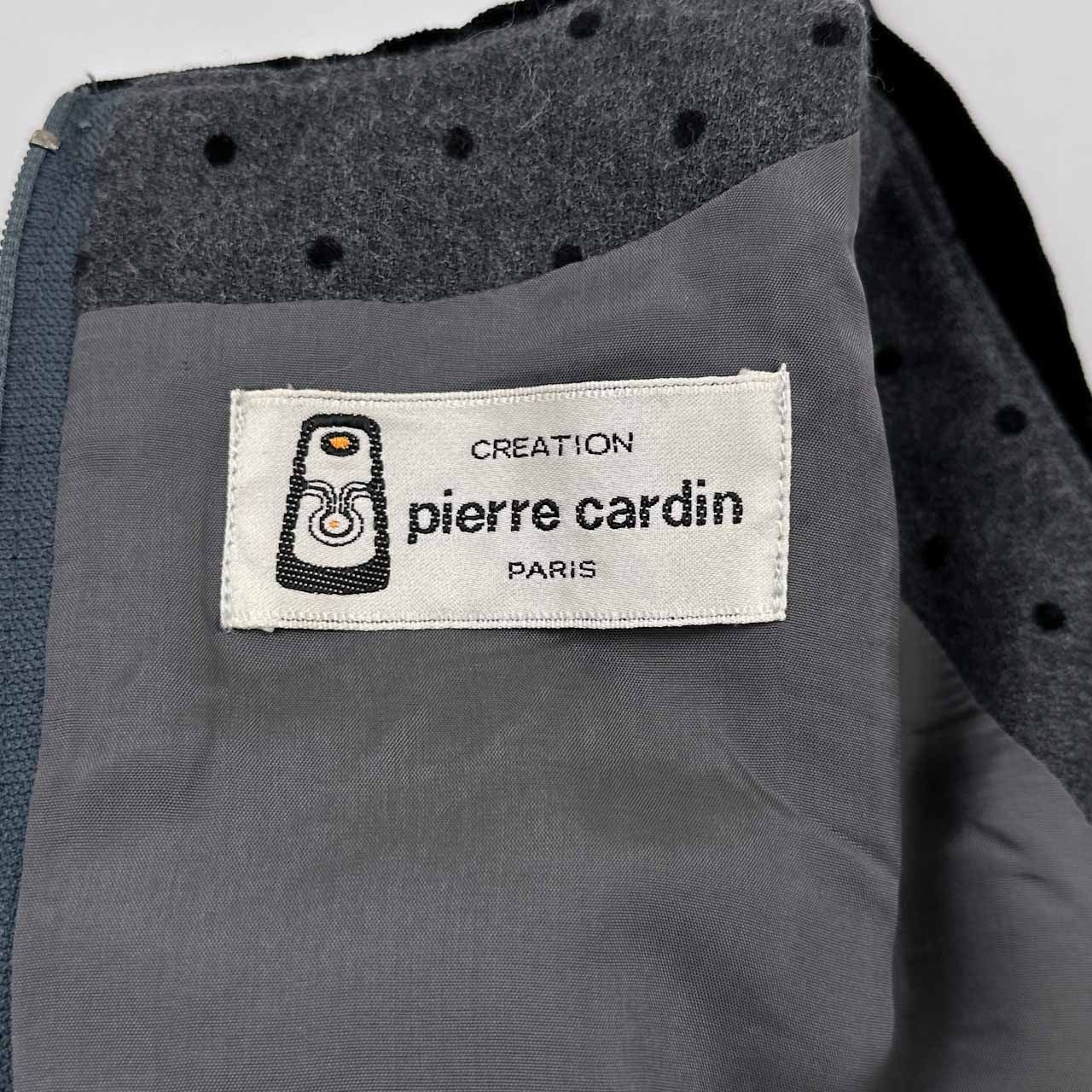 80s 90s ヴィンテージ pierre cardin ベロア襟 水玉 ドット柄 長袖 A 