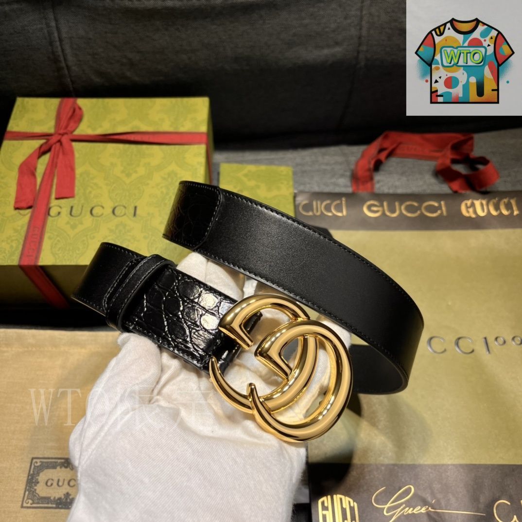 Gucci ブラックレザー ベルト 63-71cm 今日特価】GUCCI New Model ブラックレザーベルト with GG