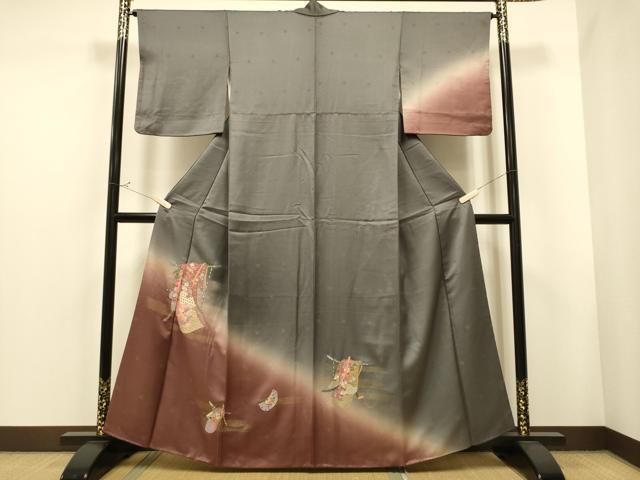平和屋着物□訪問着 総刺繍 誰が袖花文 暈し染め 金彩