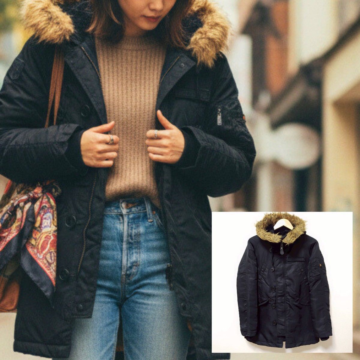 !!別注モデル◎ ALPHA × RODEO CROWNS アルファ×ロデオクラウン N-3B フライト ジャケット ミリタリー コラボ ダブルネーム ブルゾン ブラック 黒 レディース サイズ M Ｍ37153j