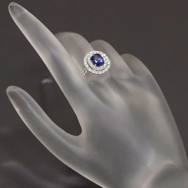 K18WG マダガスカル産 サファイア ダイヤモンド リング 2.20ct