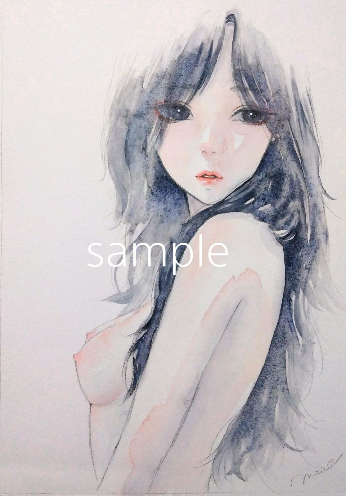 肉筆原画 水墨画 絵画 日本画 ドローイング 和装 美人画 - メルカリ