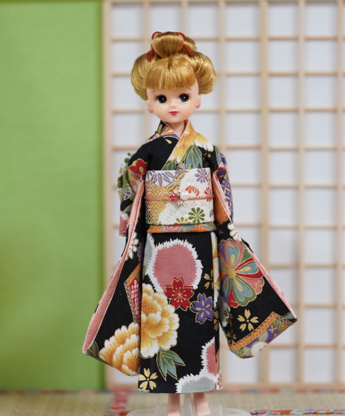 リカちゃん日本髪アレンジ ハンドメイド着物