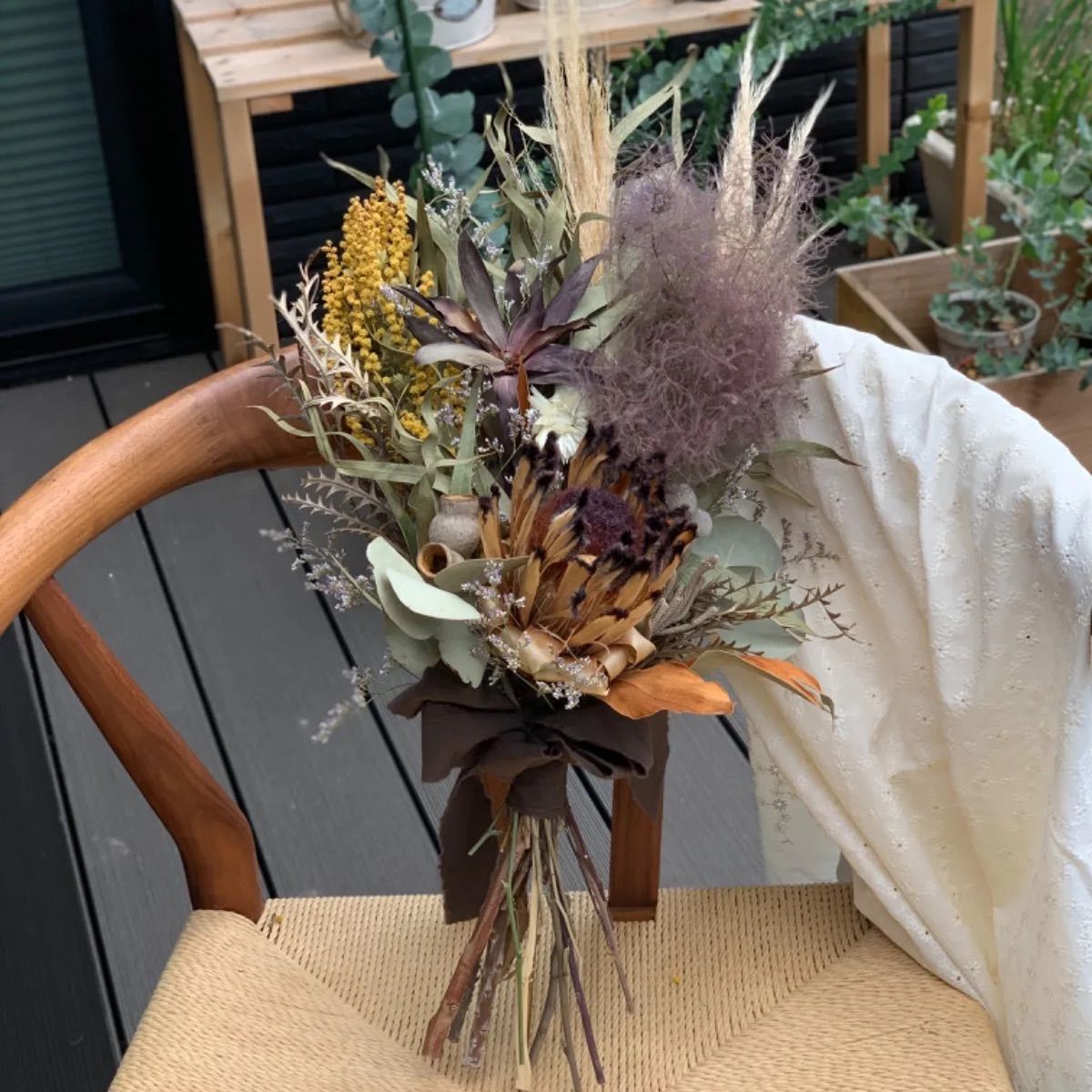 Natural＊ミモザと春の小花のリース＊ドライフラワーリース 春のミモザ