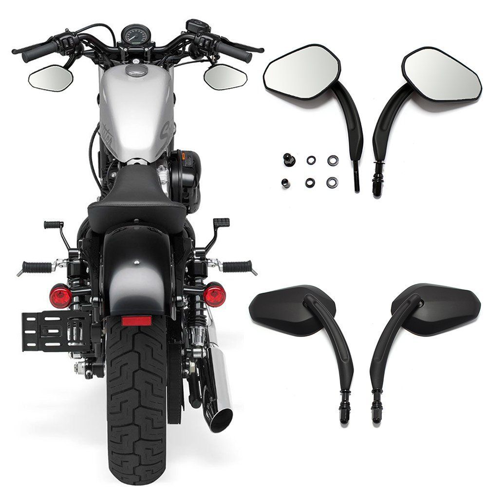新品 バイクミラー ハーレー アルミ製 ブラック 8mm正ネジ 左右セット