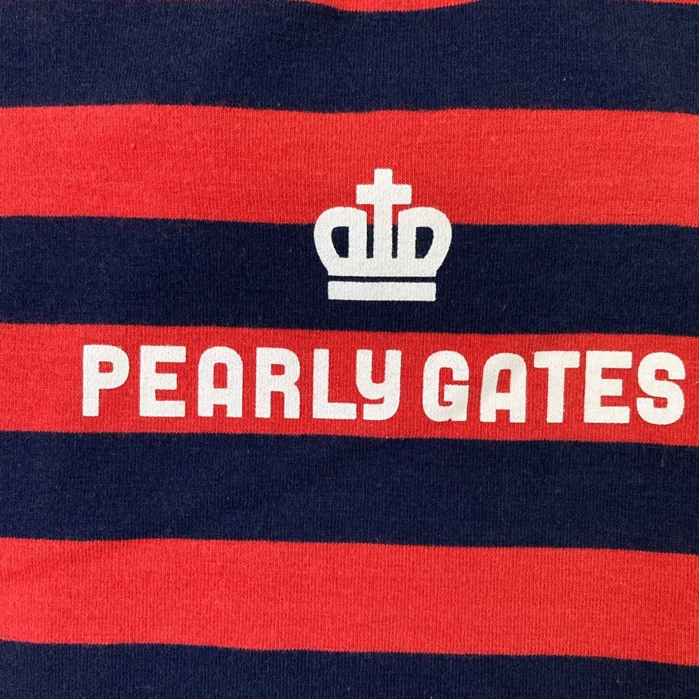新品 パーリーゲイツ 半袖モックネック ボーダー レッド Lサイズ（5） サイズ：5 PEARLY GATES パーリーゲイツ ハイネック 半袖Tシャツ