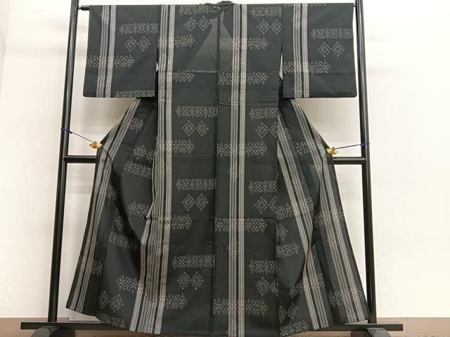 平和屋着物＊夏物 小紋 絽 菱文 洗える着物 BAAS7169pk