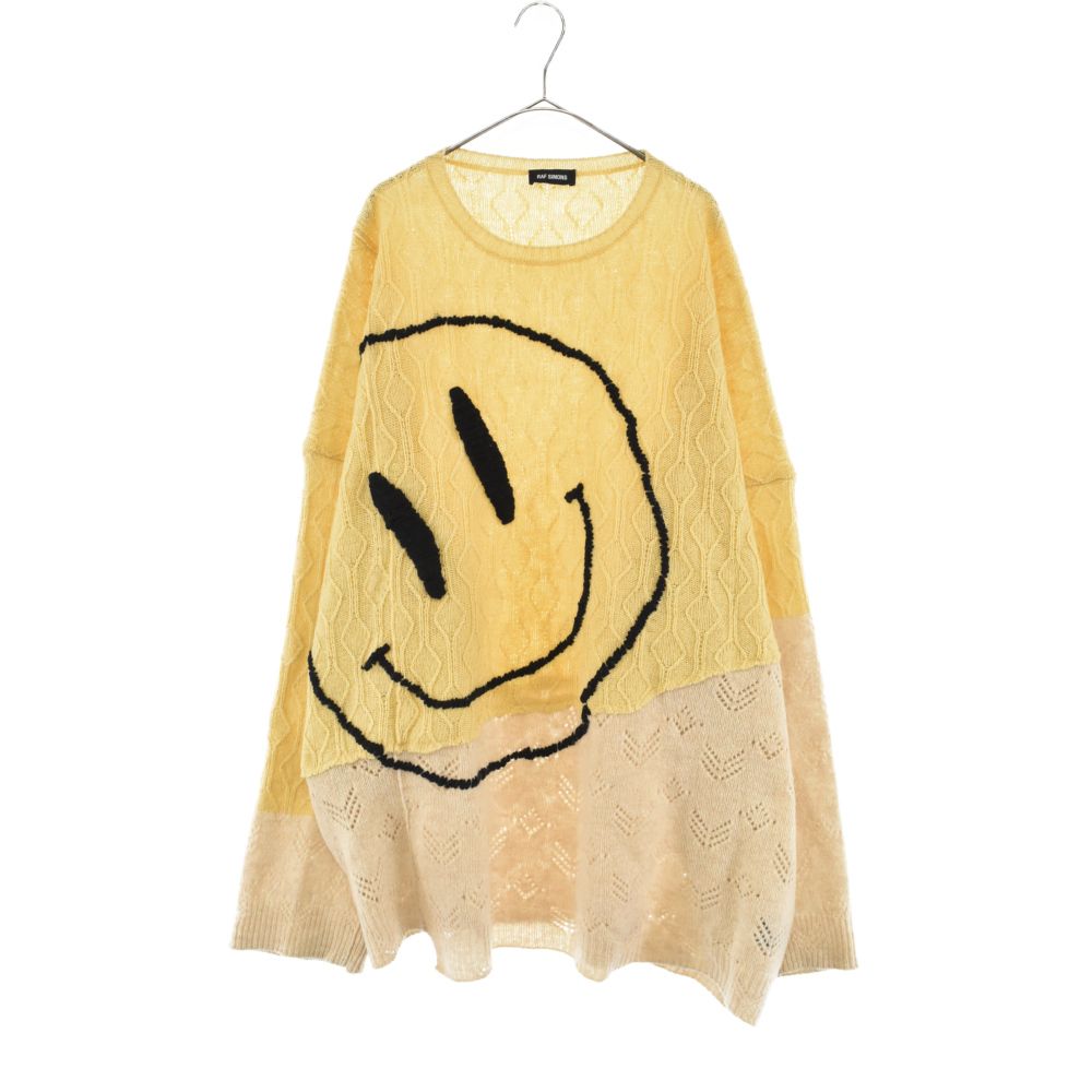 RAF SIMONS (ラフシモンズ) COLLAGE SWEAT SMILEY スマイリー刺繍オーバーサイズニットセーター イエロー ホワイト -  メルカリ