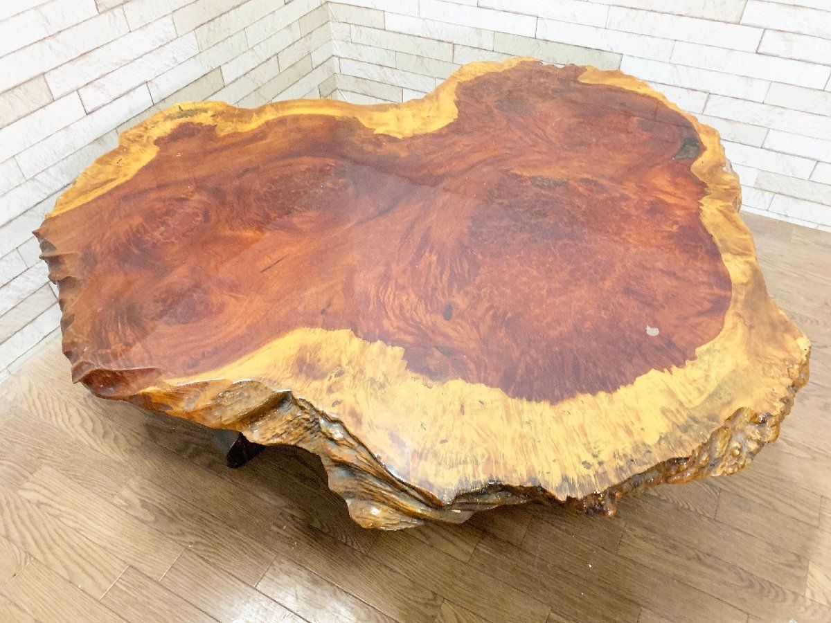 花梨 瘤 コブ 瘤杢 輪切り 一枚板 天然木 座卓テーブル 無垢材