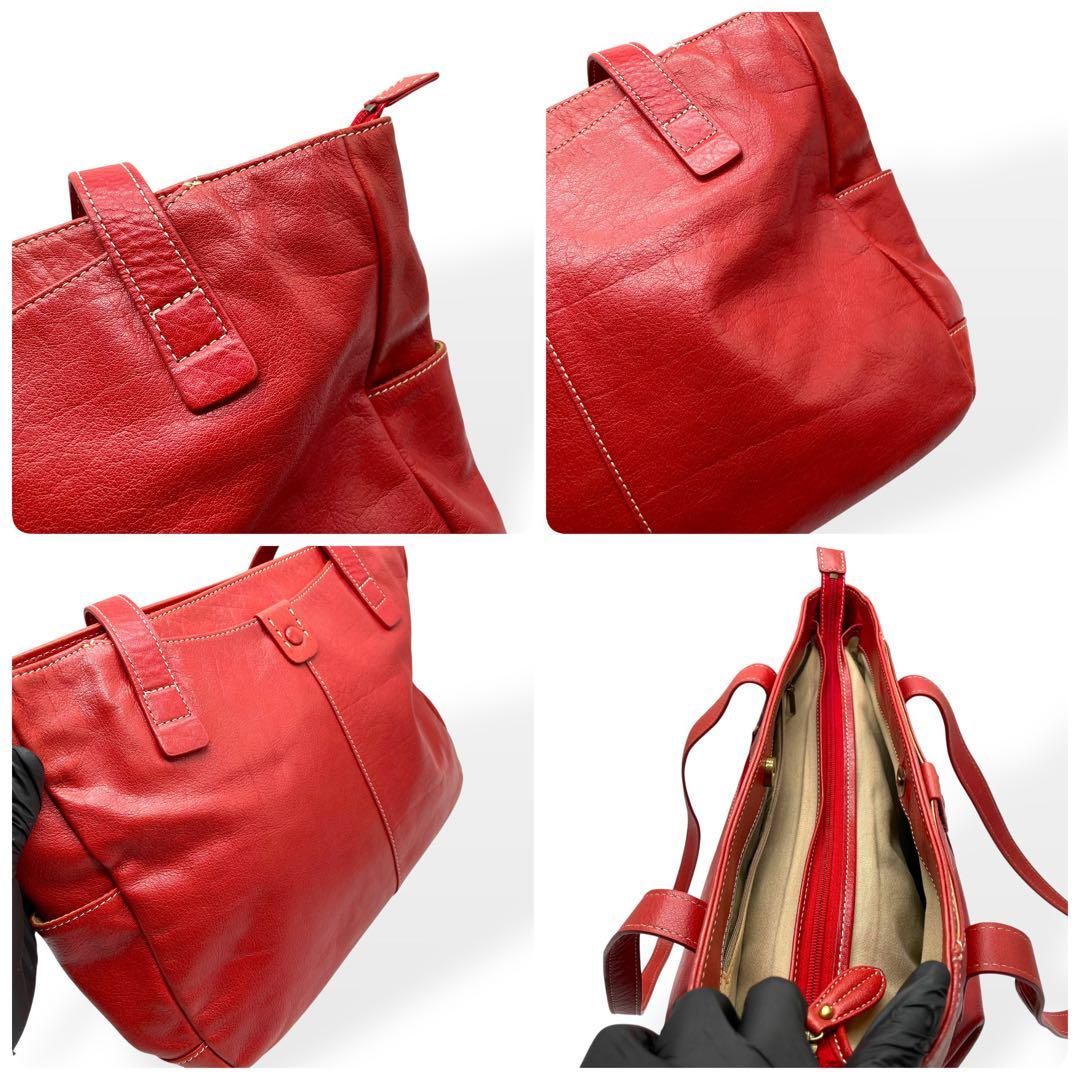 極美品　box21　ボックス２１　トートバッグ　レザー　レッド　本革　肩掛け 極美品 box21 ボックス21 トートバッグ レザー レッド 本革