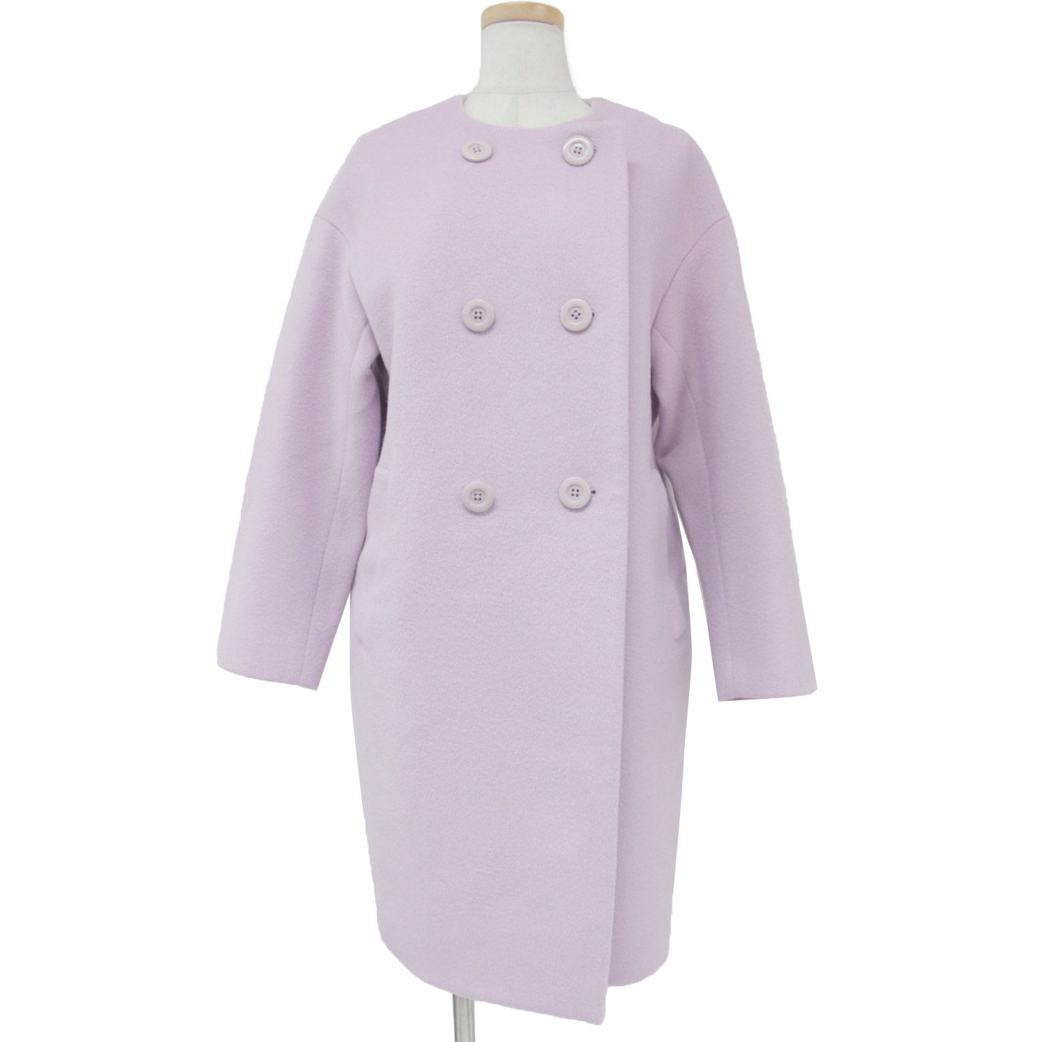 ノーカラーコートサーモンピンクIANUXイタリア製エストネーション新品未使用 ノーカラーコートサーモンピンクIANUXイタリア製エストネーション新品