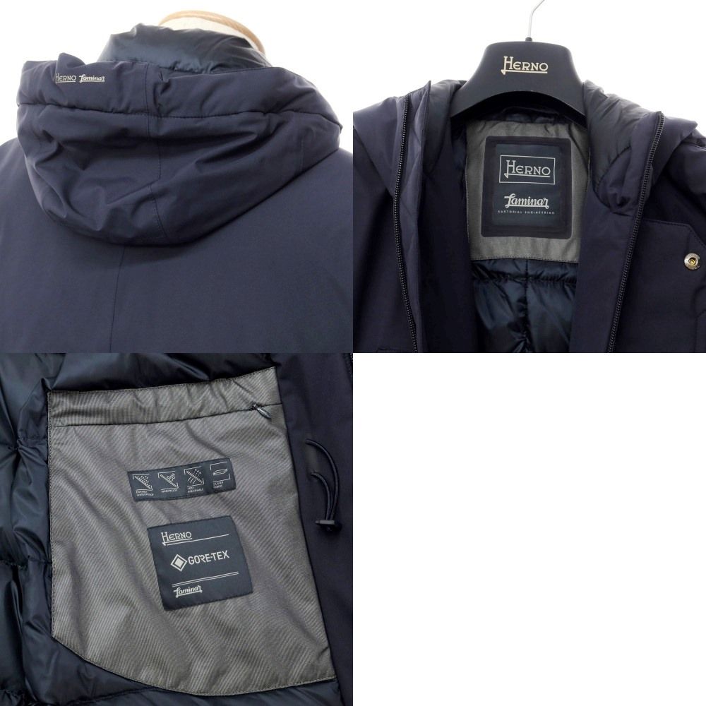 中古】ヘルノ Herno Laminar GORE-TEX ダウン モッズコート ネイビー