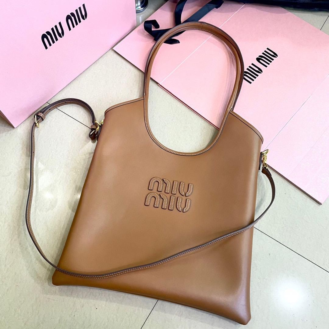 未使用 MIUMIU ブラウン ハンドバッグ 2way レザーサッチェル