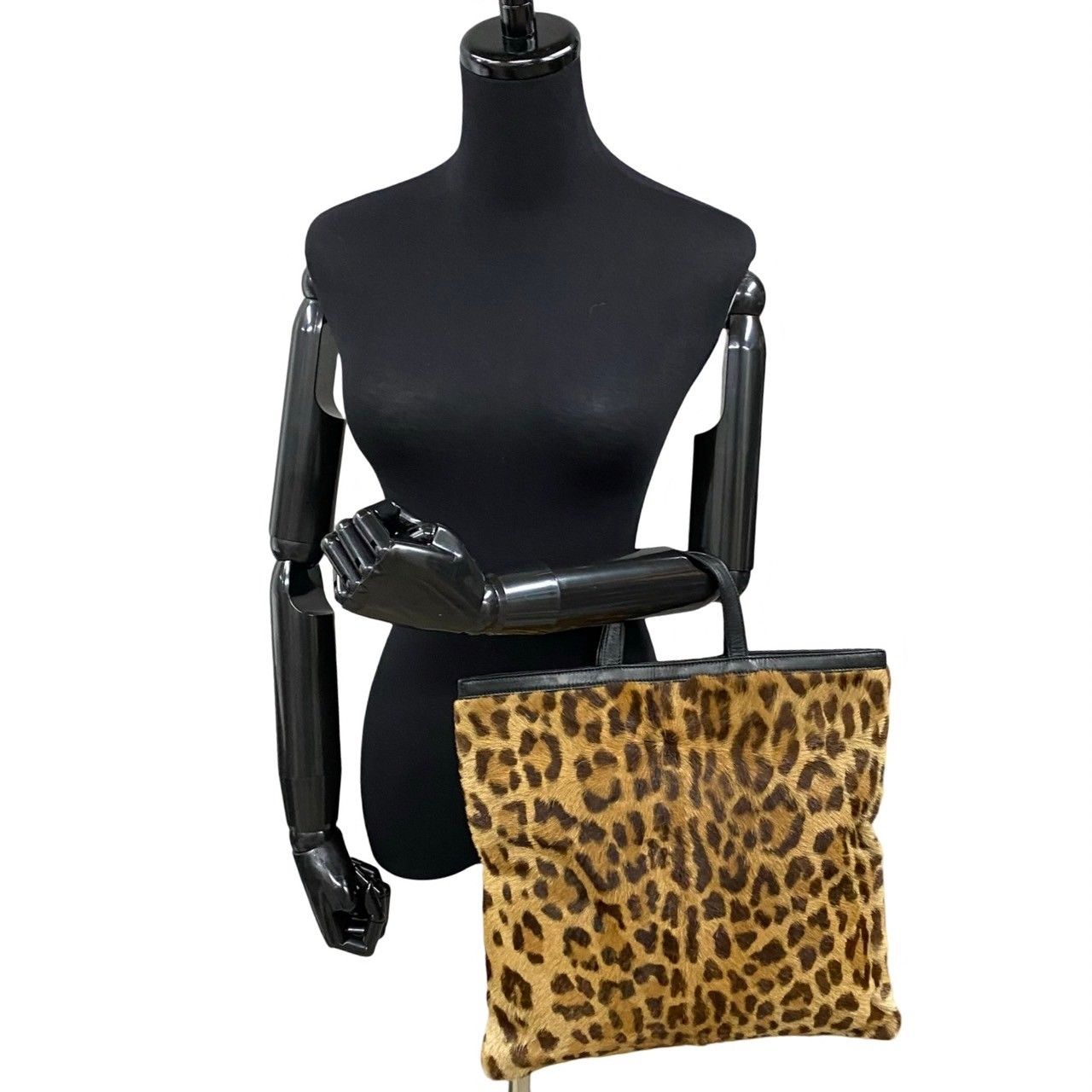 極 美品 ロエベ レザー ハラコ ヒョウ柄 ハンドバッグ トートバッグ 極 美品 希少品 LOEWE ロエベ レザー 本革 ハラコ ヒョウ柄