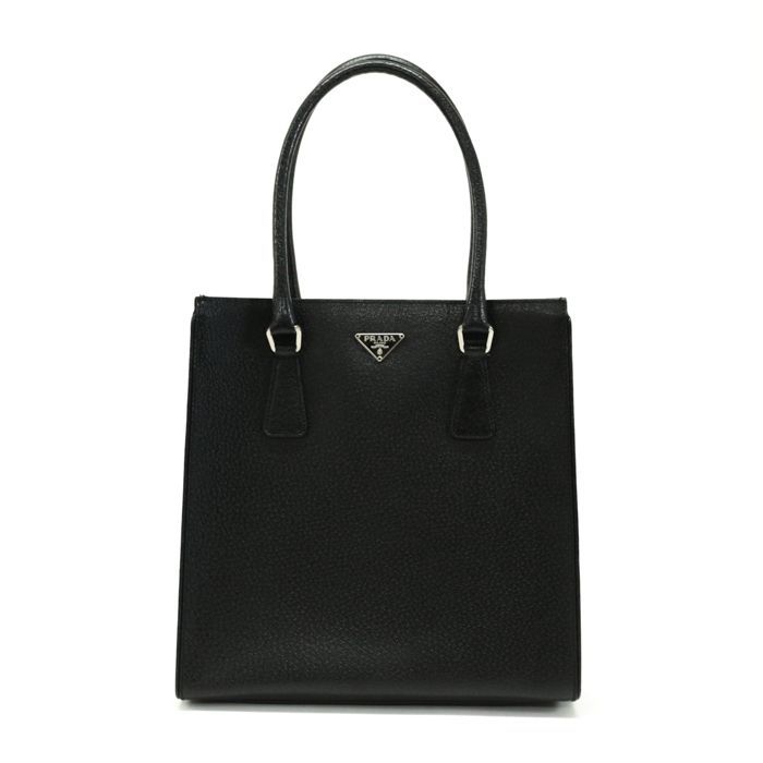 人気】PRADA プラダ ミニトートバッグ ナイロン×レザー 黒 三角