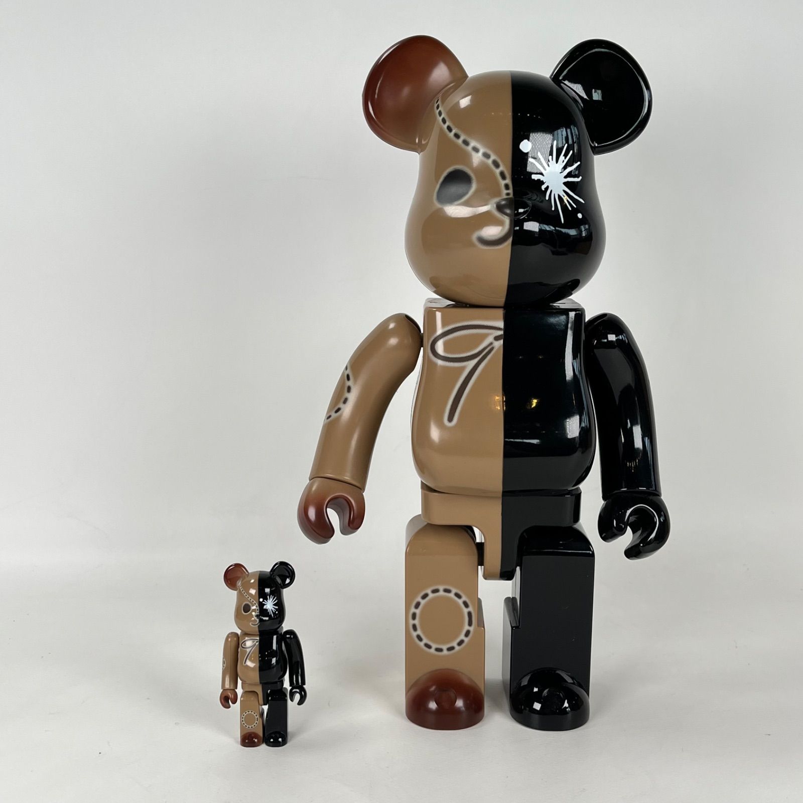 BE@RBRICK MIHARA YASUHIRO BLACK BROWN 400% 100% ベアブリック ミハラヤスヒロ 箱付き MEDICOM  TOY メディコムトイ